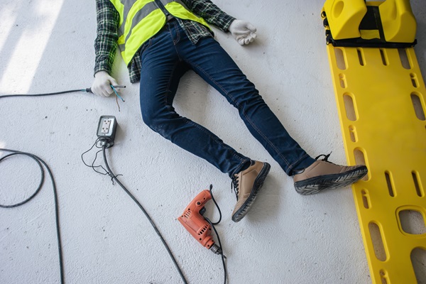 An unconscious construction worker lying on the floor after being electrocuted on a San Antonio job site.